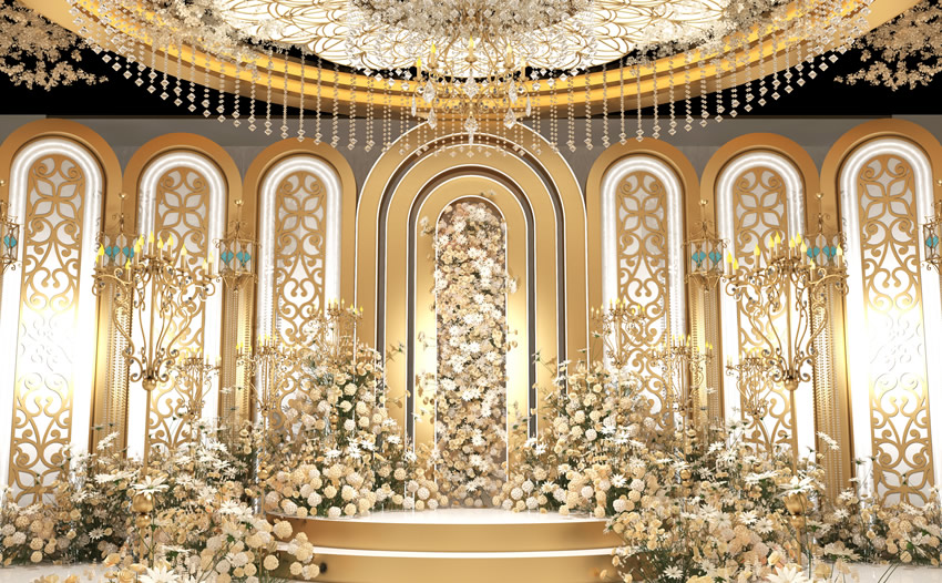 景东香槟色调婚礼堂效果展示